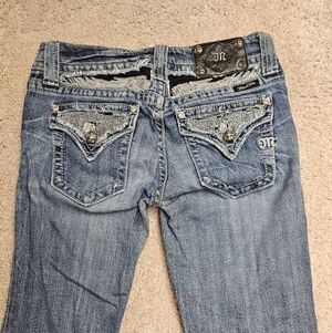 Miss Me Boot Signature Rhinestone Boot Cut Jeans Women's Angel Wing 29 JP5010BTR